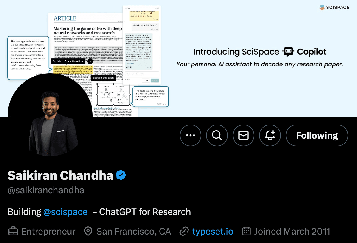 Saikiran Chandha - Founder & CEO of SciSpace